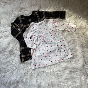 Old Navy Kids Dresses - Black Plaid and White Heart Print